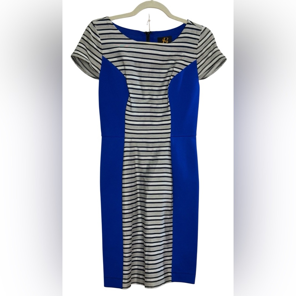 Anthropologie Sachin & Babi Nola Motif Dress Cobalt Blue Ponte Stripe Size 2 NWT